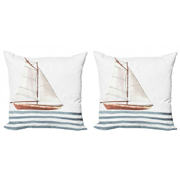 Nautical Throw Pillow Nautical Collection Ships Wheel on Blue Background Boating 16x16 Multicolor 